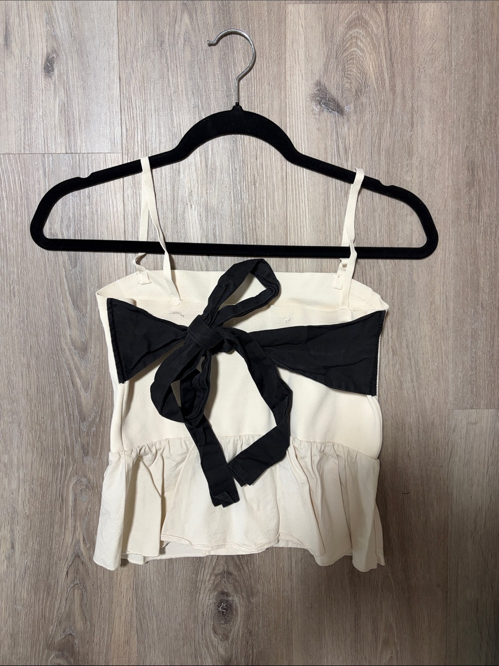 Women’s Cream Tank Top with BACK Black Bow (very slight tear) - ZARA